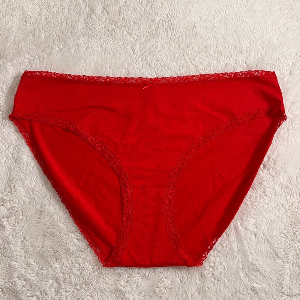 Skims Fits Everybody Lace Trim Bikini Cherry Red 3X Plus Size Panty NWOT Women's